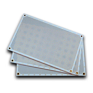 PROTOPATCH® Premium Lochrasterplatinen (3er Pack) | 160 x 100 mm | Einseitig | Runde Pads | Weiß | PTH | 2,54 mm Rastermaß
